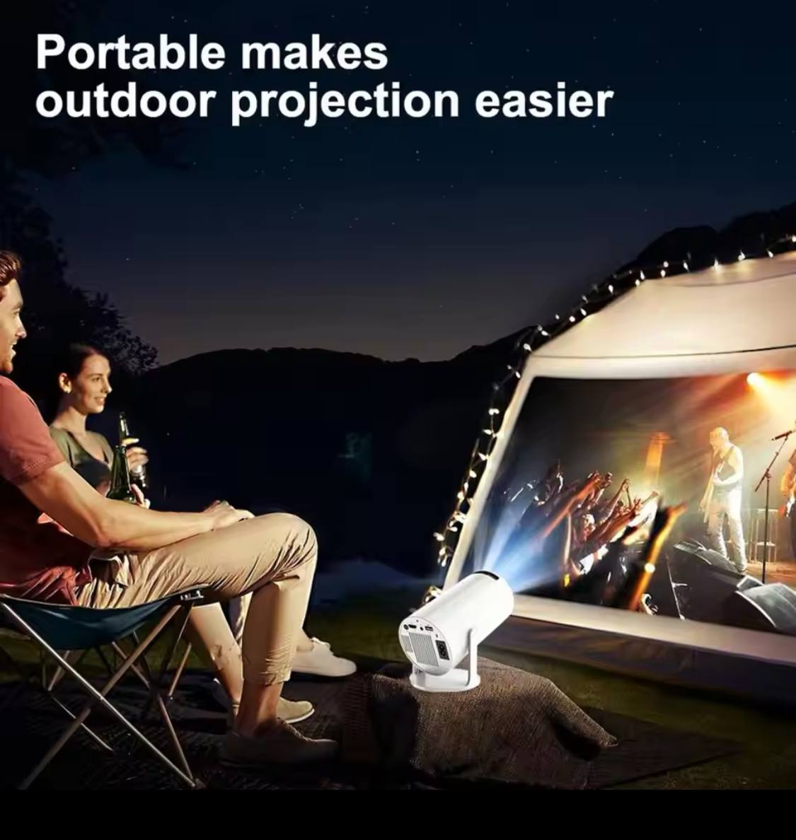 smart projector adriode 4k compatible pc phone xbox ps4 avec baffle - Image 3