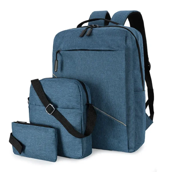 Sac à Dos Multifonctionnel 3Pcs Sortie USB Emplacement PC Portable - Bleu - Image 1