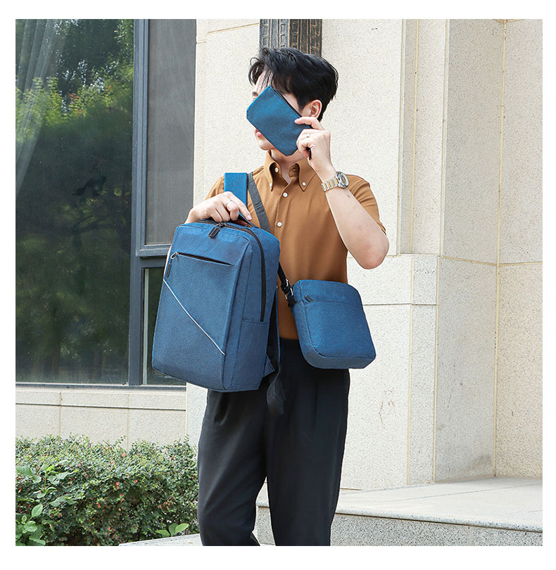 Sac à Dos Multifonctionnel 3Pcs Sortie USB Emplacement PC Portable - Bleu - Image 7