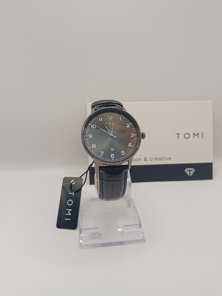 Montre Tomi noir ساعة جلدية من نوع Tomi - Image 1