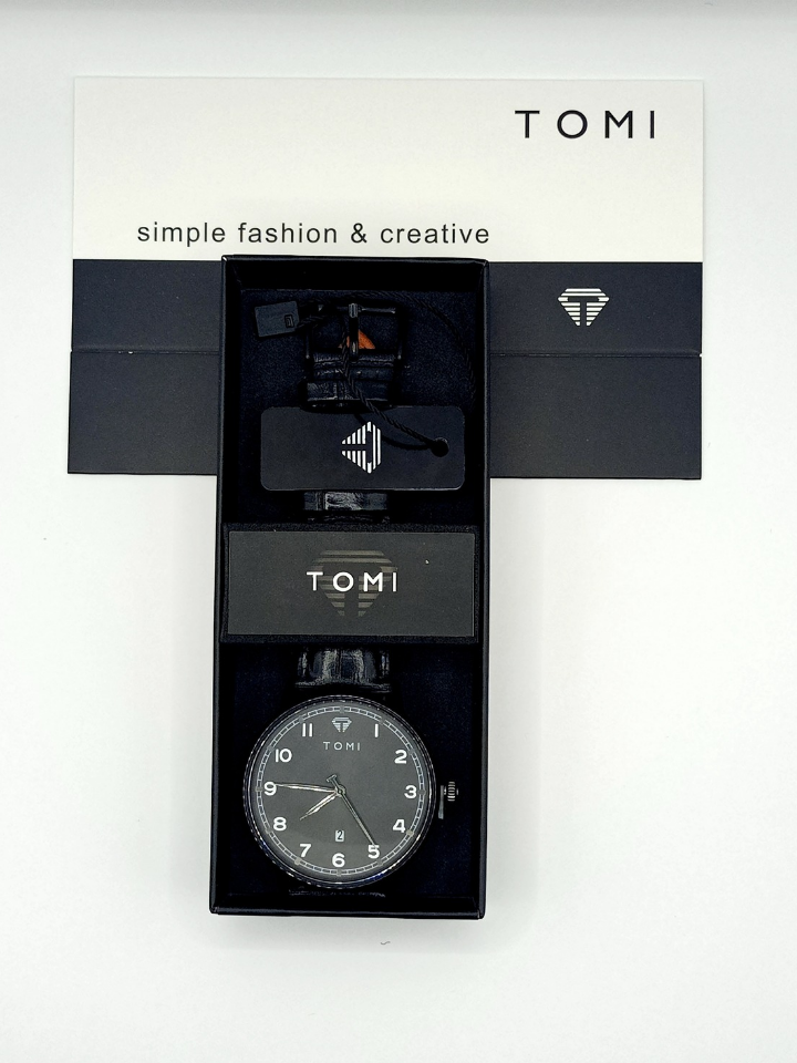 Montre Tomi noir ساعة جلدية من نوع Tomi - Image 2