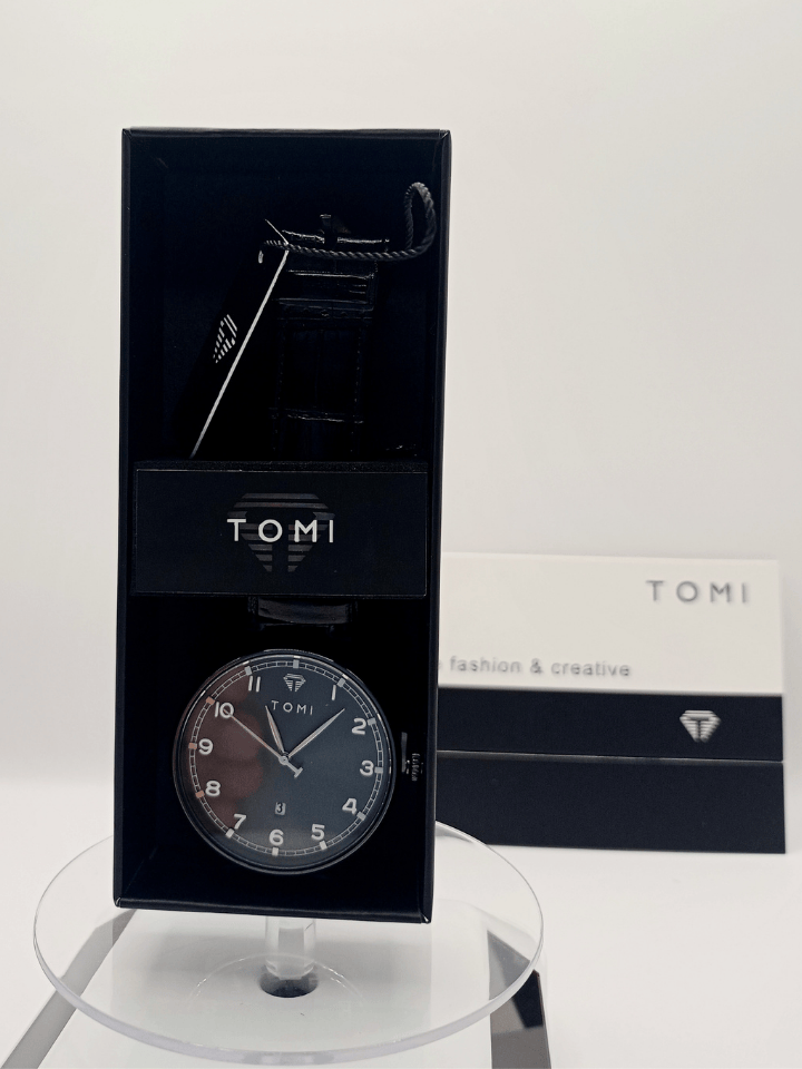Montre Tomi noir ساعة جلدية من نوع Tomi - Image 5
