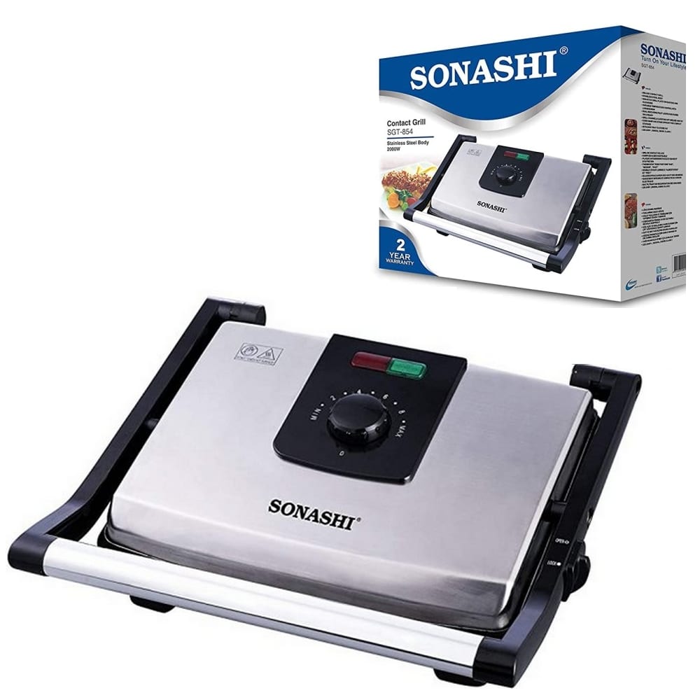 Machine à sandwichs et grillades en Inox 2000W Sonashi SGT-854 - Image 5