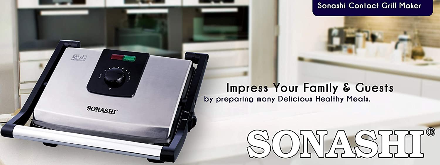 Machine à sandwichs et grillades en Inox 2000W Sonashi SGT-854 - Image 7