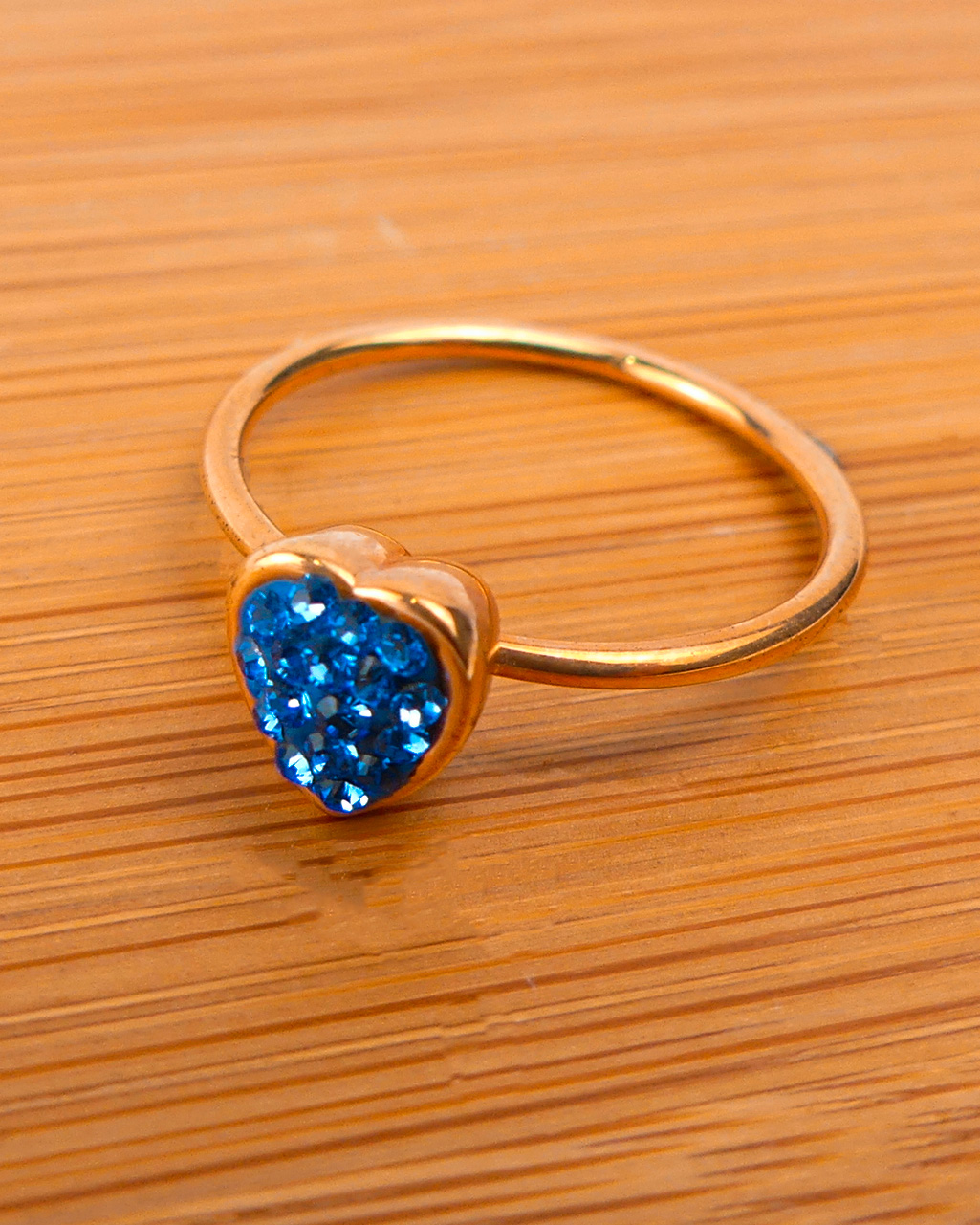Bague Fine Coeur Bleu - Image 3