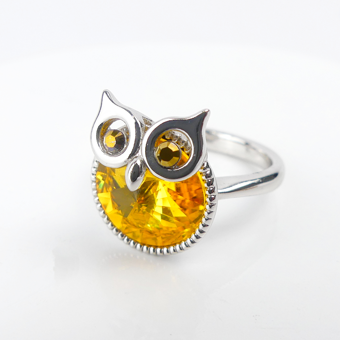 Bague Pierre Hibou Ronde Jaune - Image 1