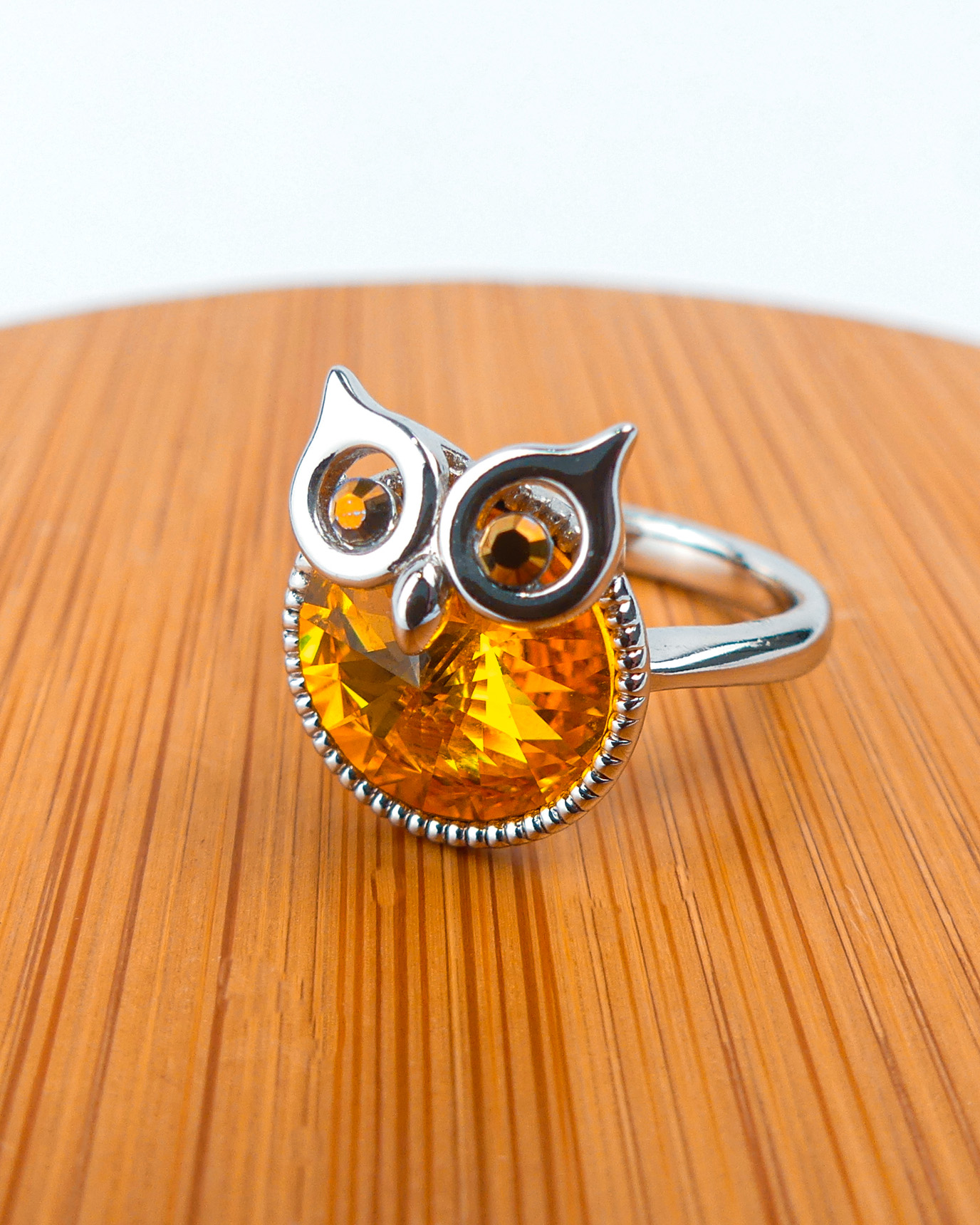 Bague Pierre Hibou Ronde Jaune - Image 2
