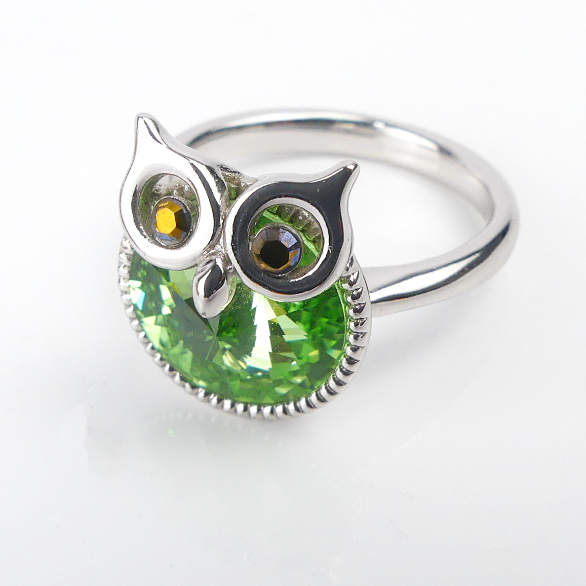 Bague Pierre Hibou Ronde Verte - Image 1
