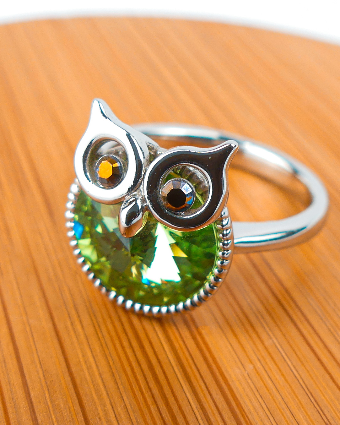 Bague Pierre Hibou Ronde Verte - Image 2