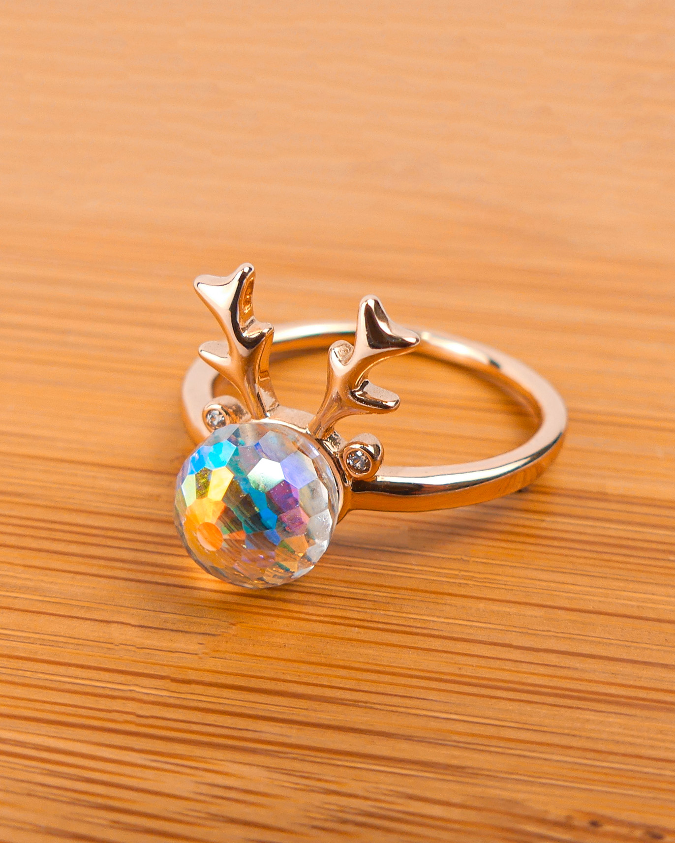  Bague Gazelle Boule Blanc Reflé - Image 3