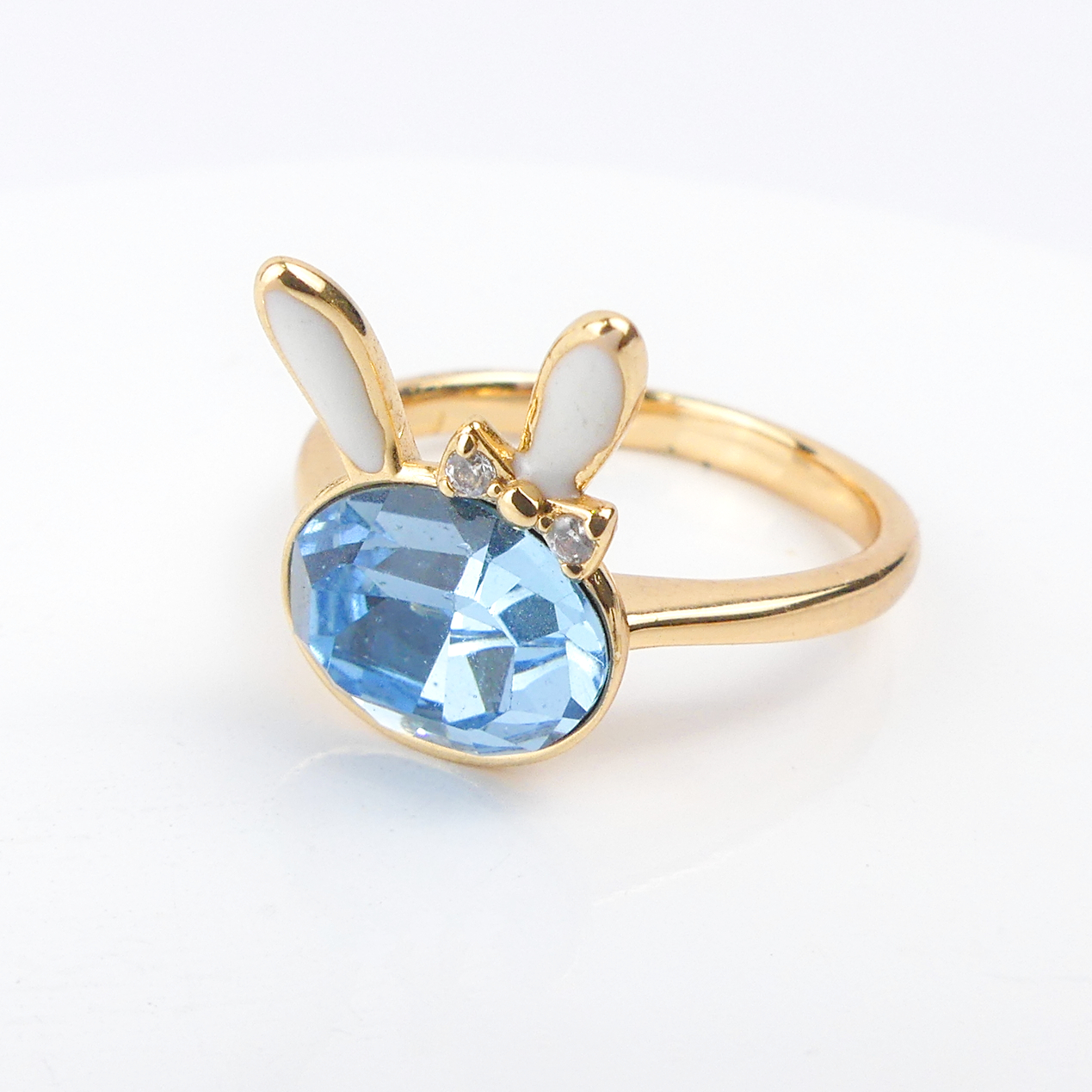 Bague Lapin Blanc-Plaqué Or - Image 1
