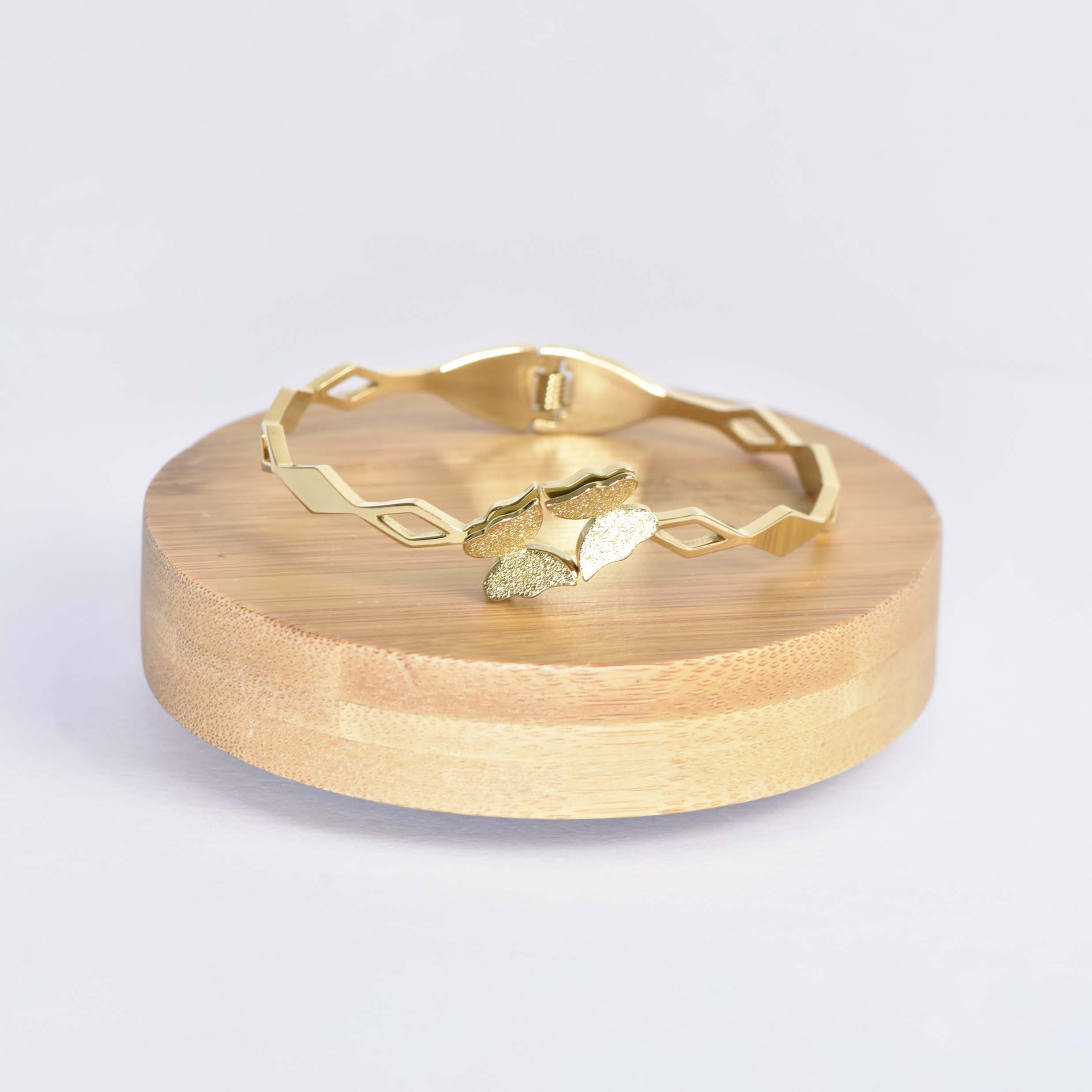 BRACELET 2 PAPILLIONS DORÉ LOSANGE - Image 2