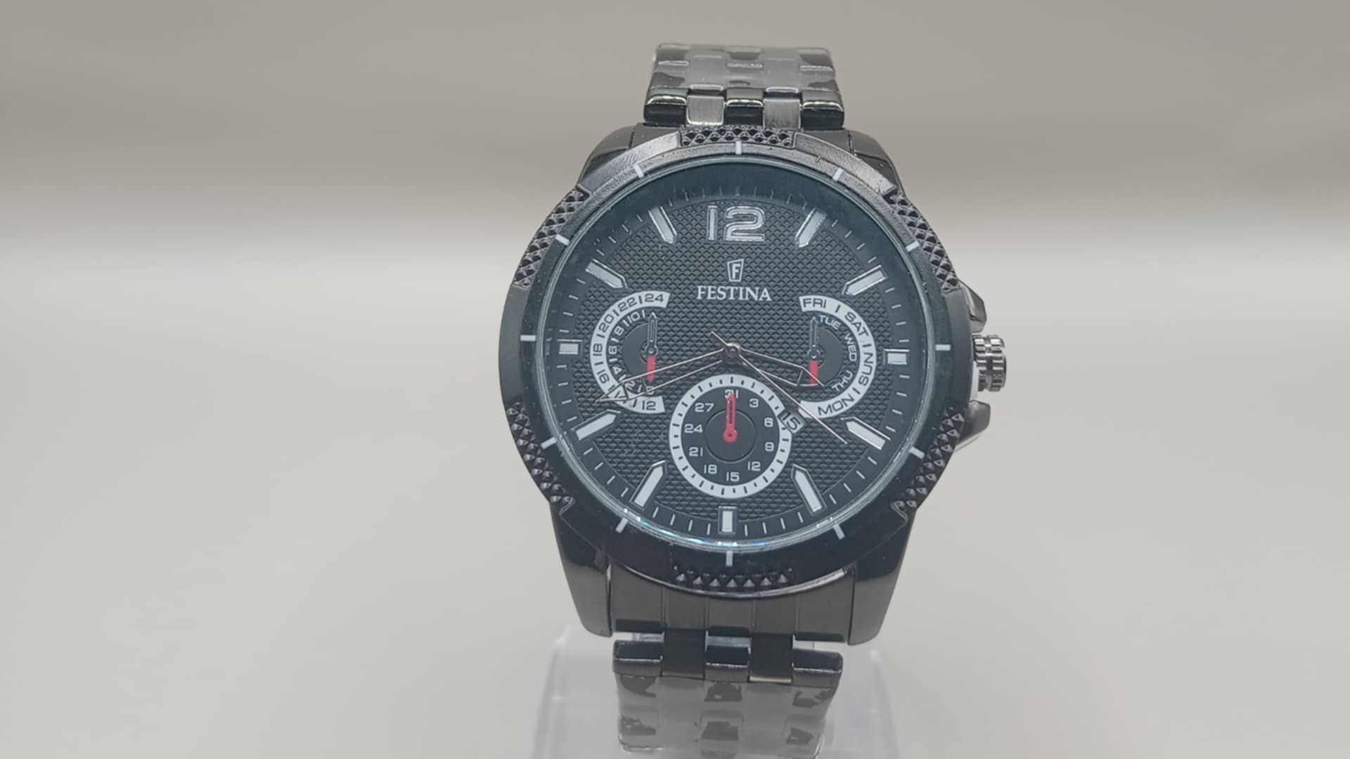 Festina noir ساعة فيستينا فخمة من الفولاذ المقاوم للصدأ  - Image 4