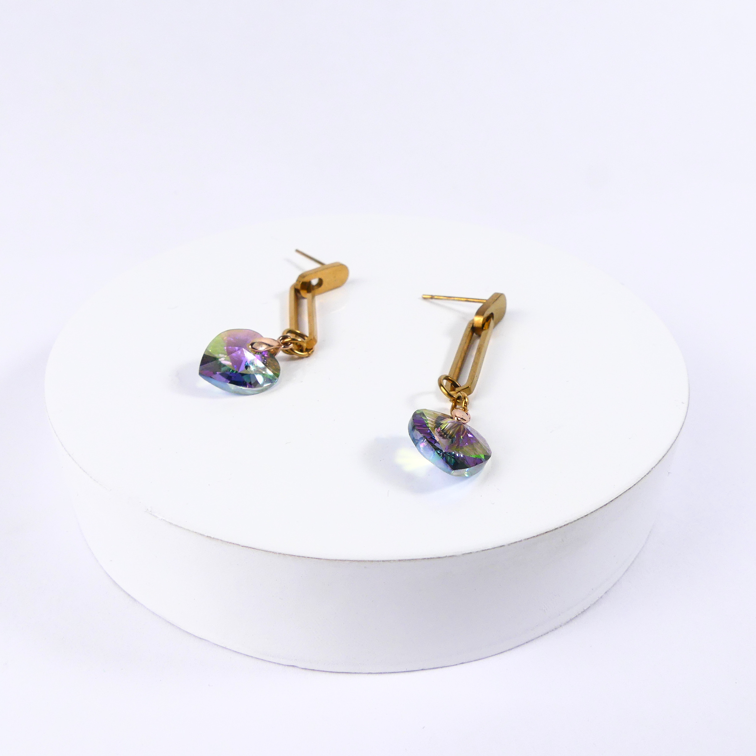 Boucle D'oreille Coeur Mauve - Image 1