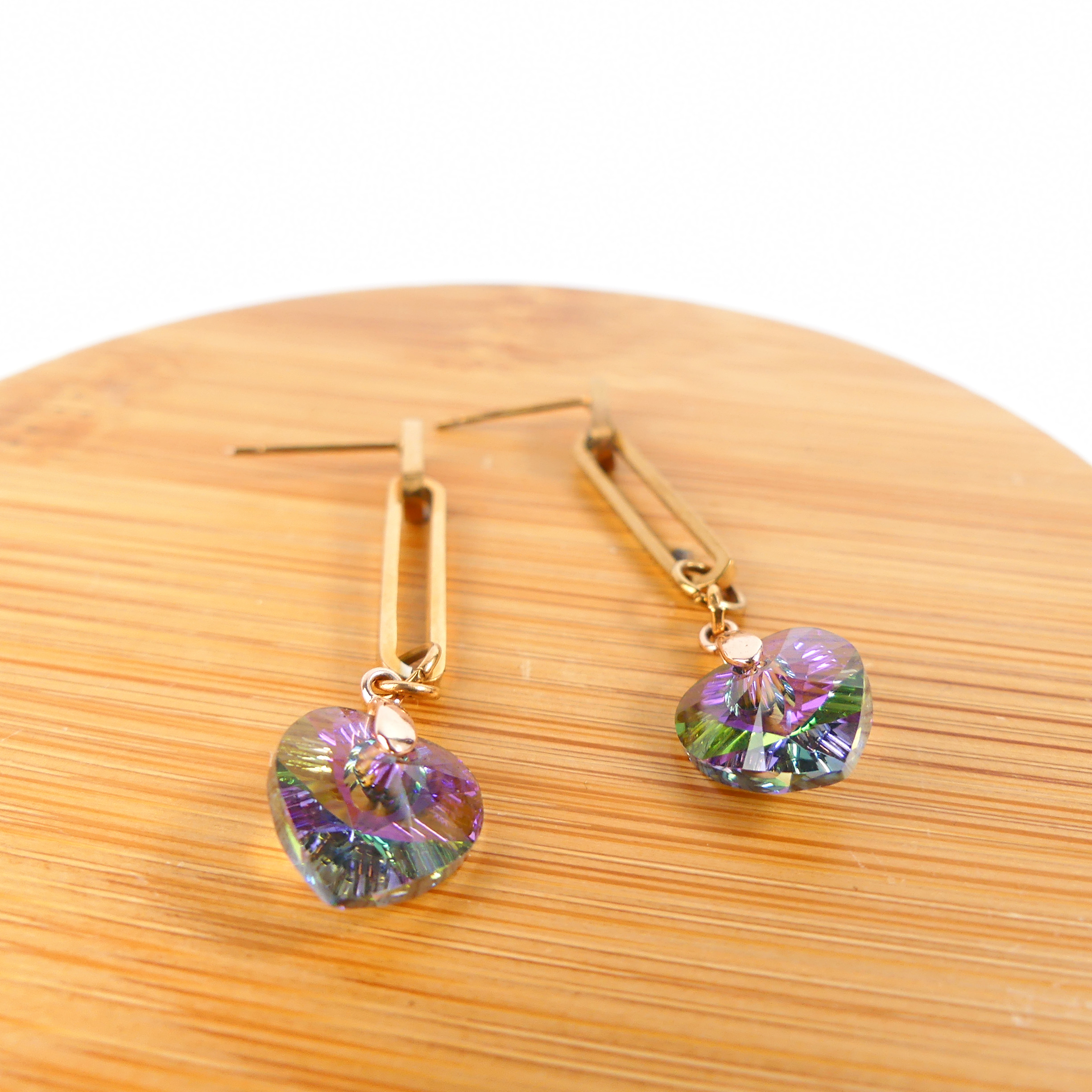 Boucle D'oreille Coeur Mauve - Image 2