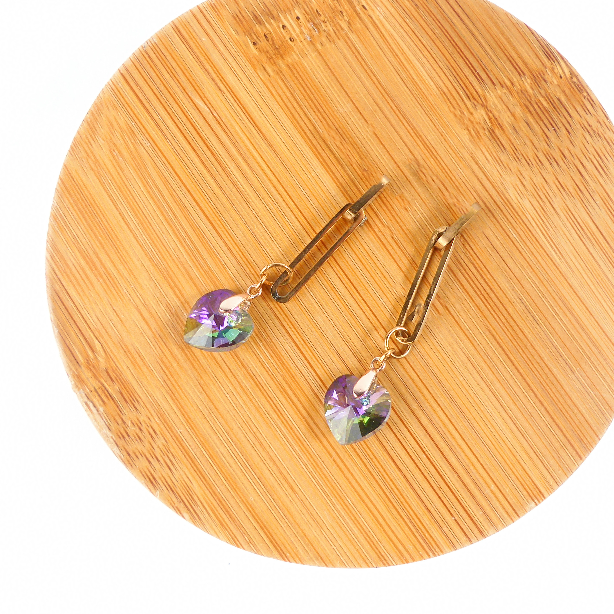 Boucle D'oreille Coeur Mauve - Image 3