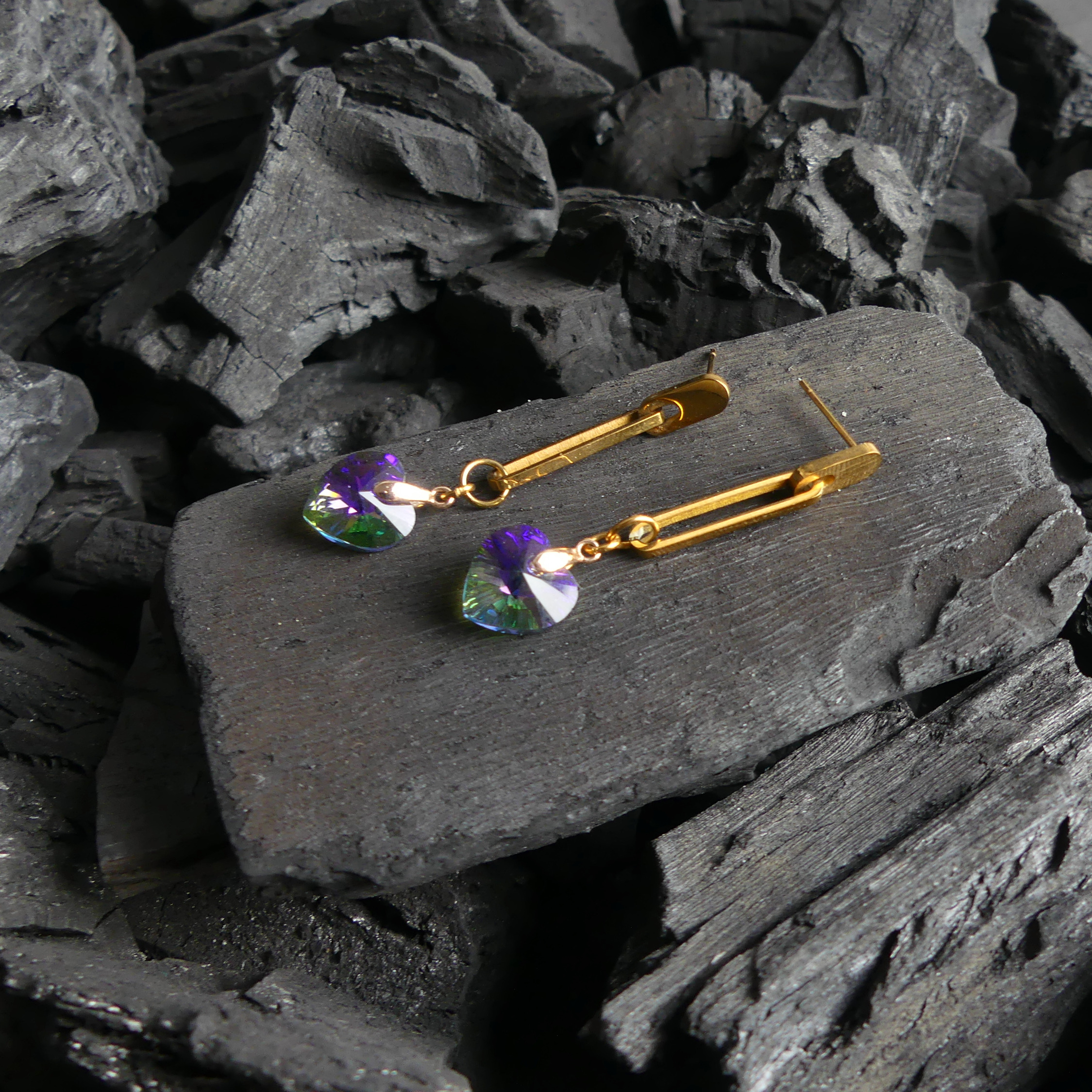 Boucle D'oreille Coeur Mauve - Image 4