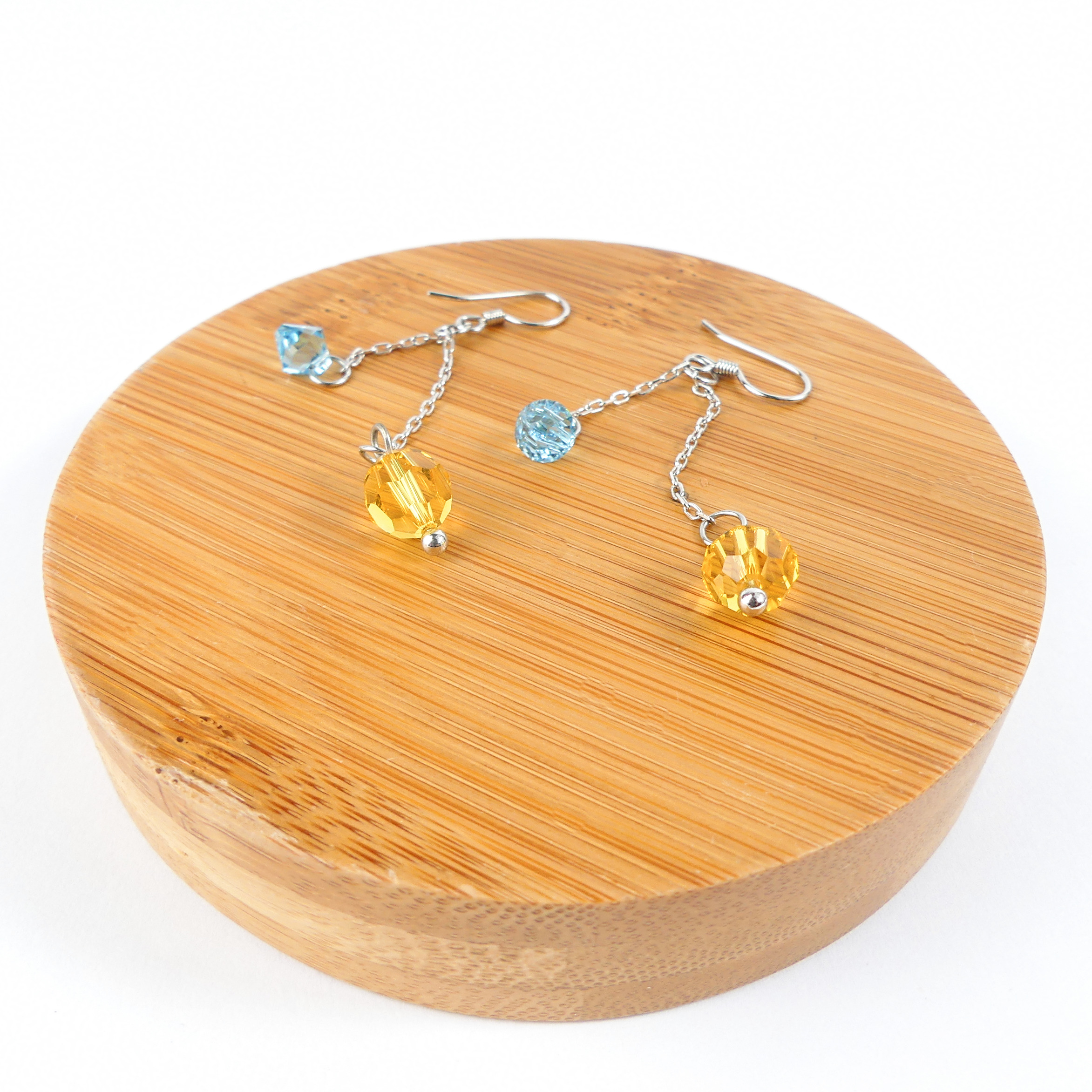Boucle D'oreille Pendantes Jaune/BLEU - Image 3