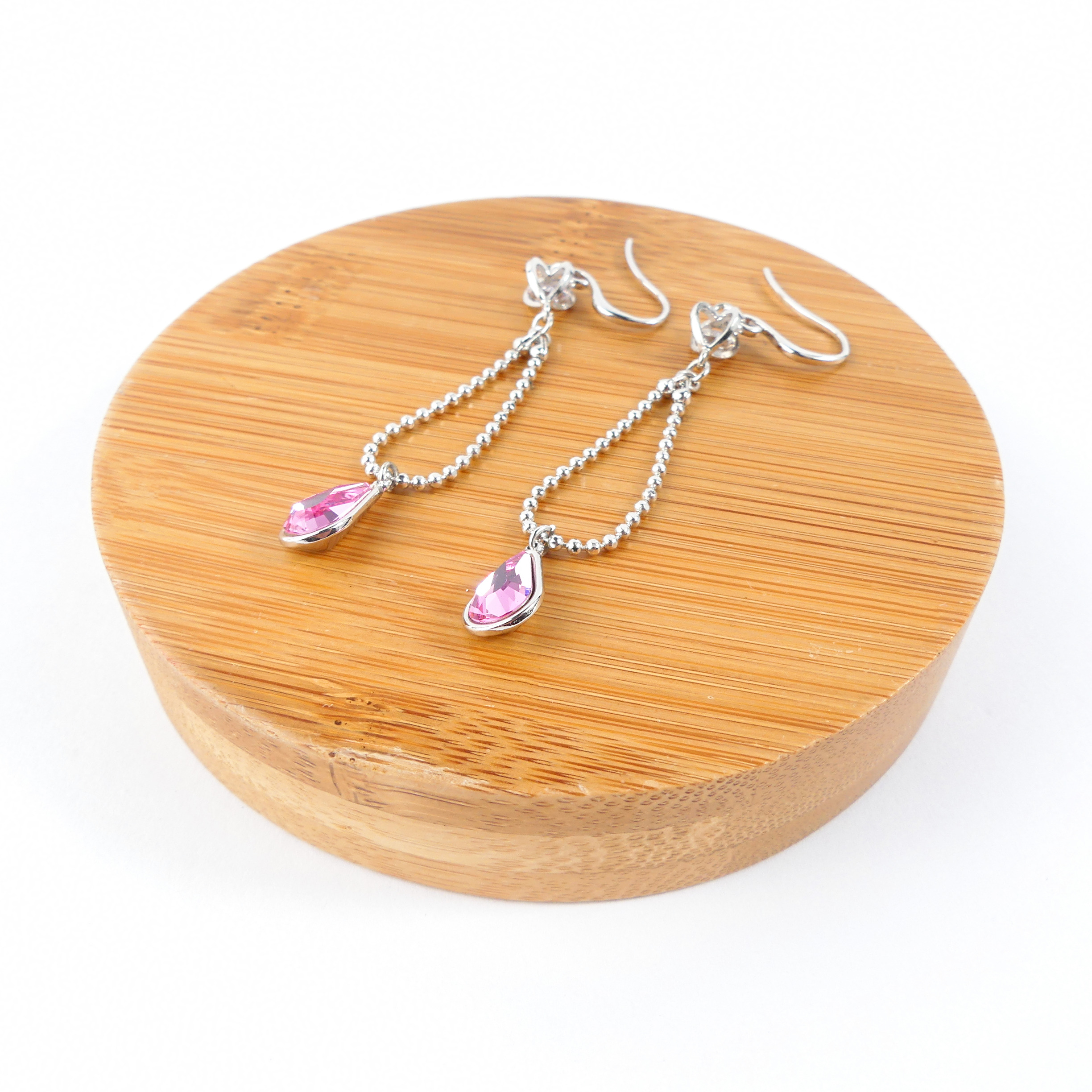 Boucle D'oreille Pendantes Goutte Rose - Image 2