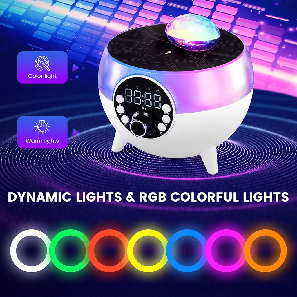 سماعة ومُنبّه LED للأجواء مع شاحن لاسلكي بقوة 15W - Image 2