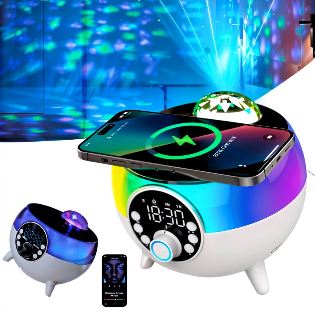 سماعة ومُنبّه LED للأجواء مع شاحن لاسلكي بقوة 15W - Image 6