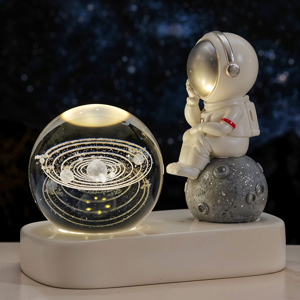 Veilleuse 3D en Forme de Boule de Cristal pour Astronaute - Image 2