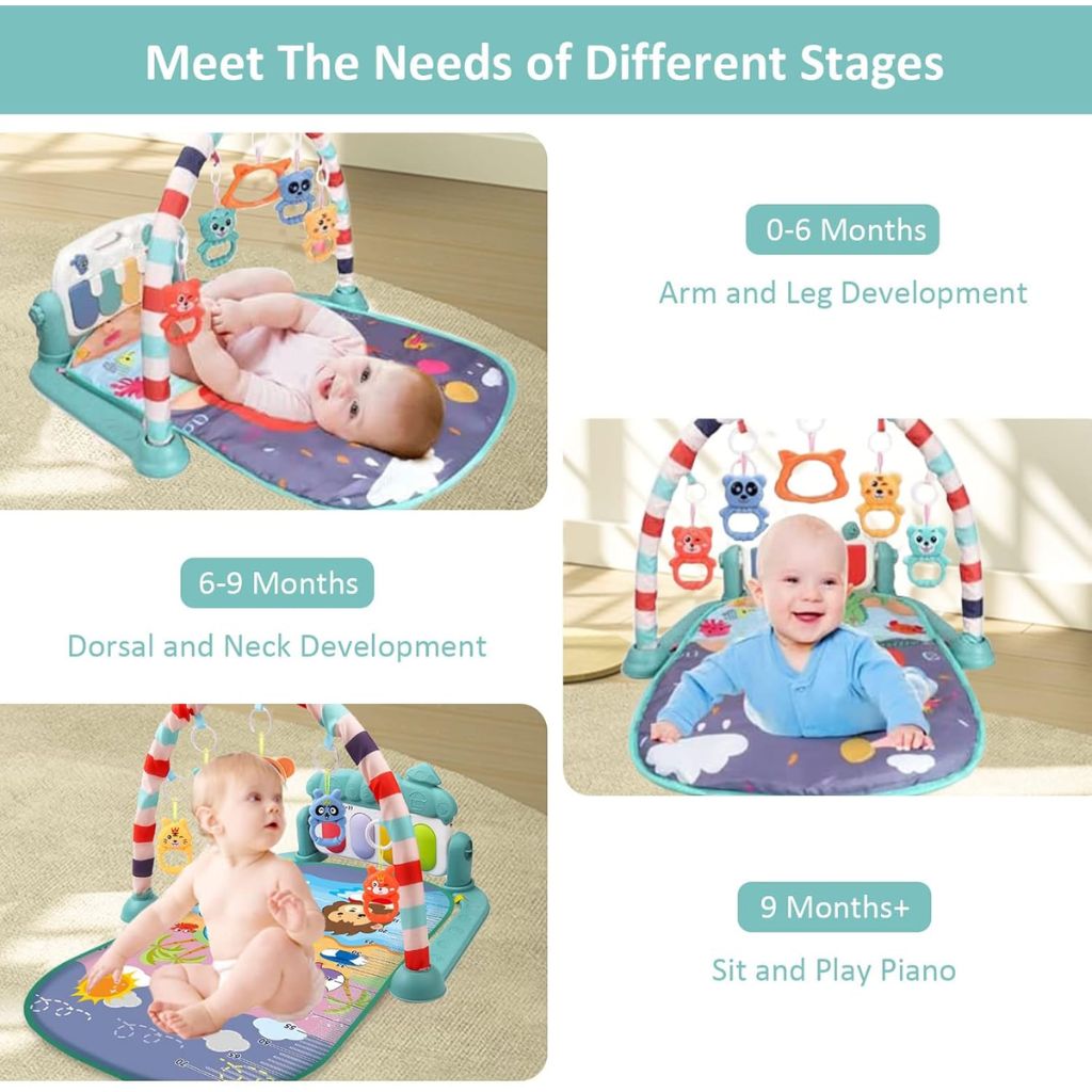 3en1 Tapis d'Éveil Bébé avec Piano et Jouets Sensoriels – بساط لعب للأطفال - Image 2