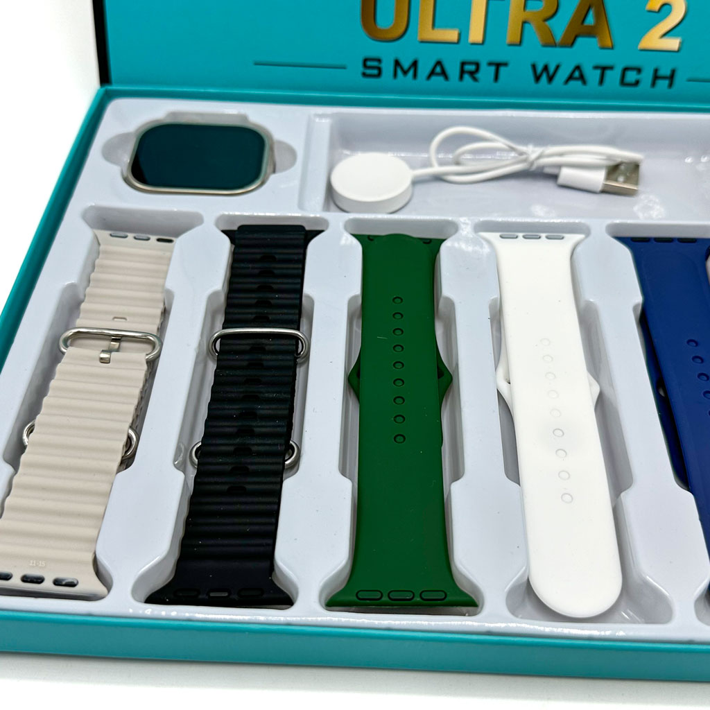 Crown Q10 Smart Watch Ultra 2 avec 7 Bracelets - Image 2