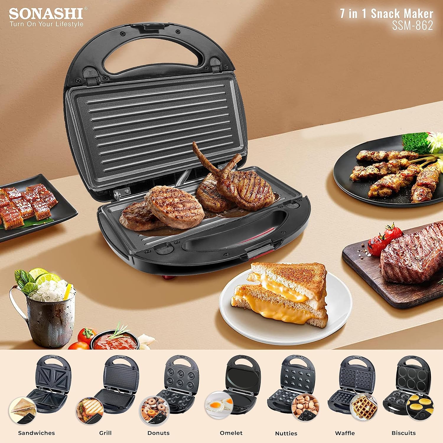 Sonashi Panineuse multi grill 7 En 1 - Image 4