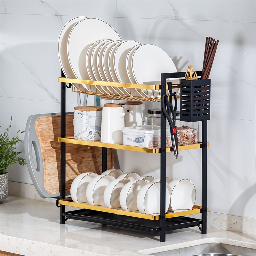 Égouttoir à Vaisselle Gold pour Comptoir de Cuisine - Image 1