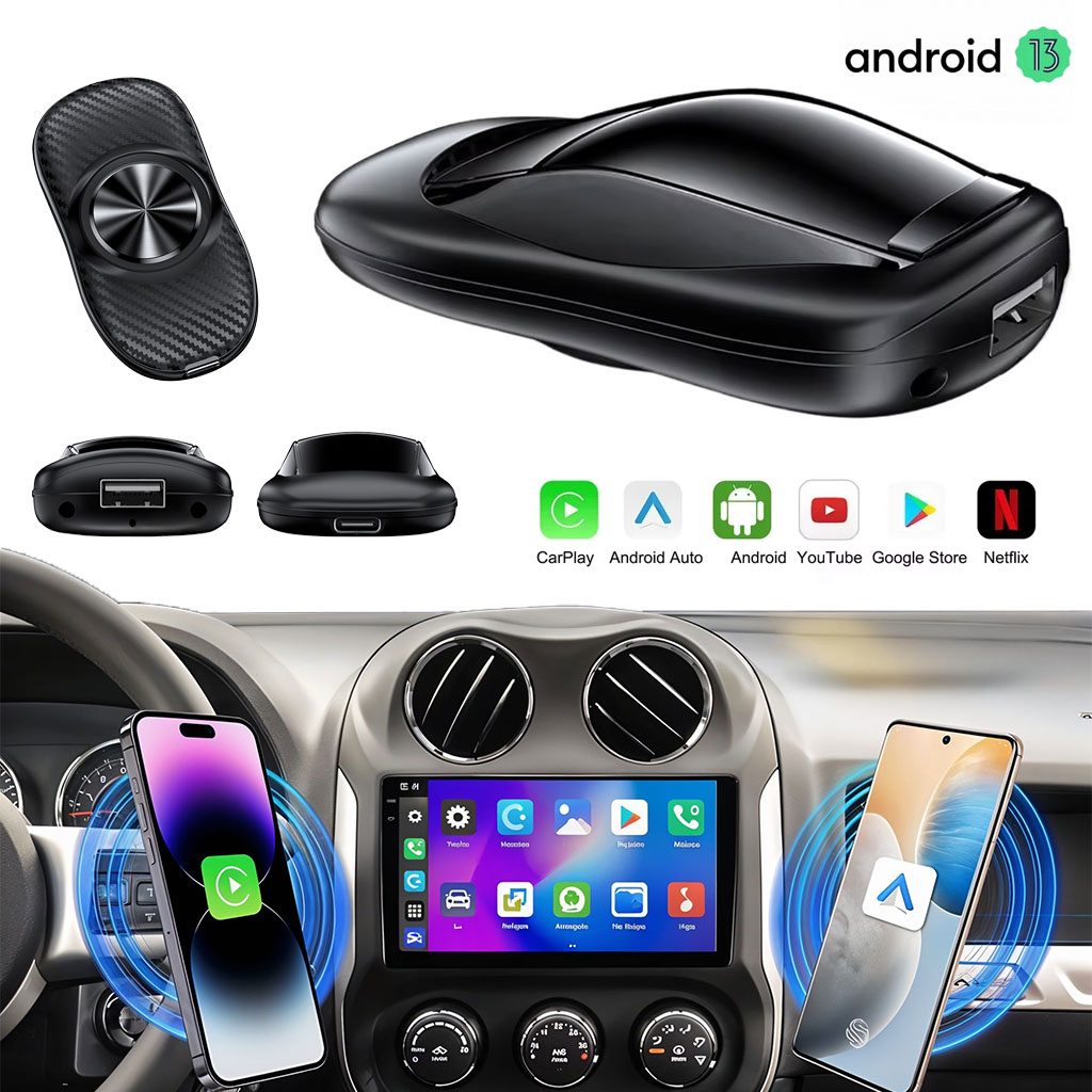 CarPlay Sans Fil TV Box Lecture De Voiture Automatique Netflix Et IPTV – صندوق الذكي لنظام أندرويد مع دعم - Image 1