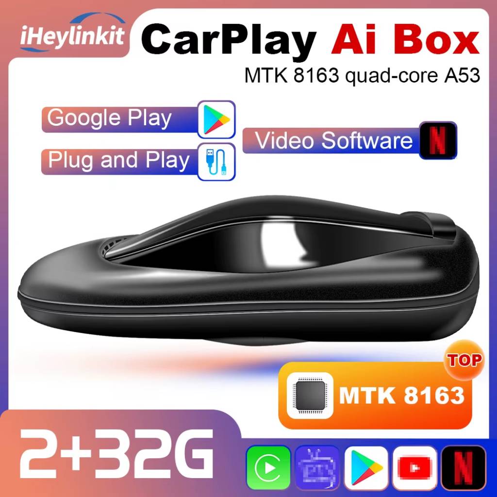 CarPlay Sans Fil TV Box Lecture De Voiture Automatique Netflix Et IPTV – صندوق الذكي لنظام أندرويد مع دعم - Image 2