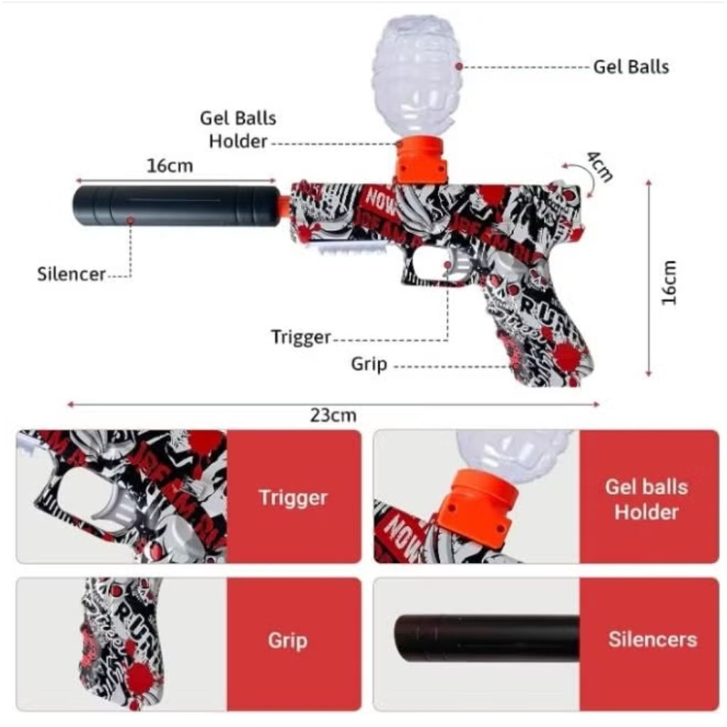 Jouet de Combat Pistolet Automatique avec Balles Cristal Rechargeable - مسدس الإطلاق الآلي مع طلقات كريستال قابلة لإعادة الشحن - Image 5