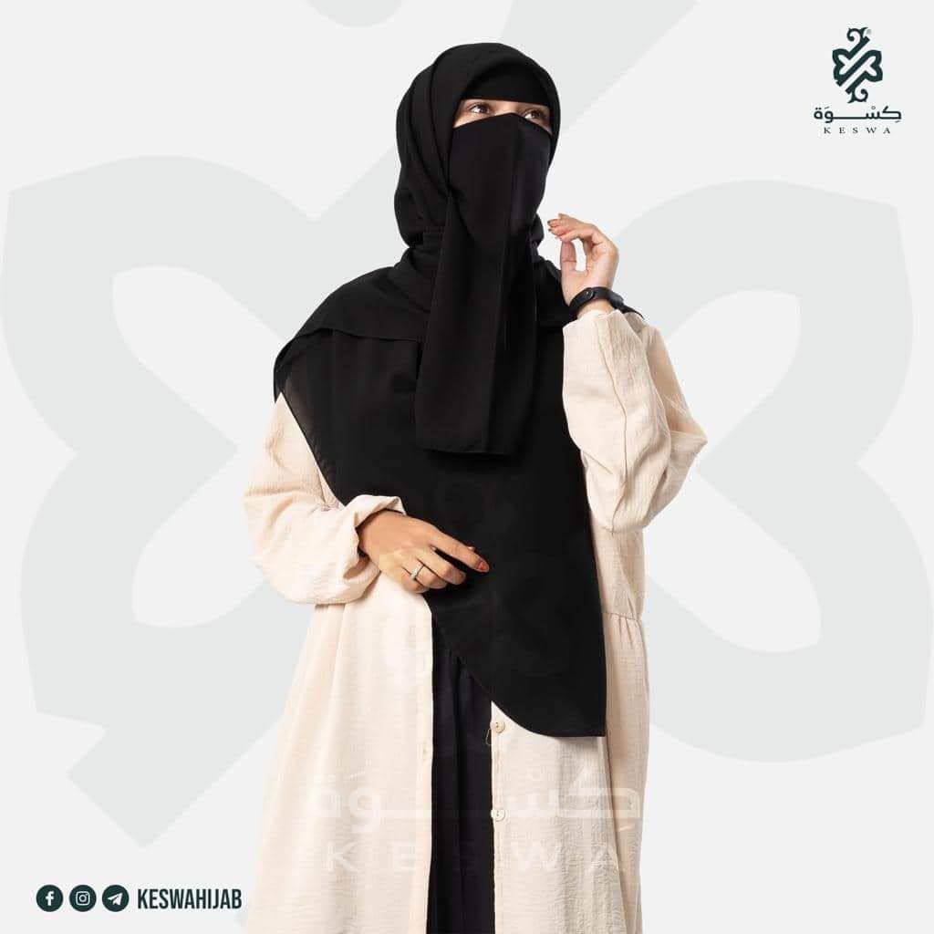 طقم ماليزي 3 قطع (نقاب + شريطة حواجب + خمار 1.35*1.35م) - Image 2
