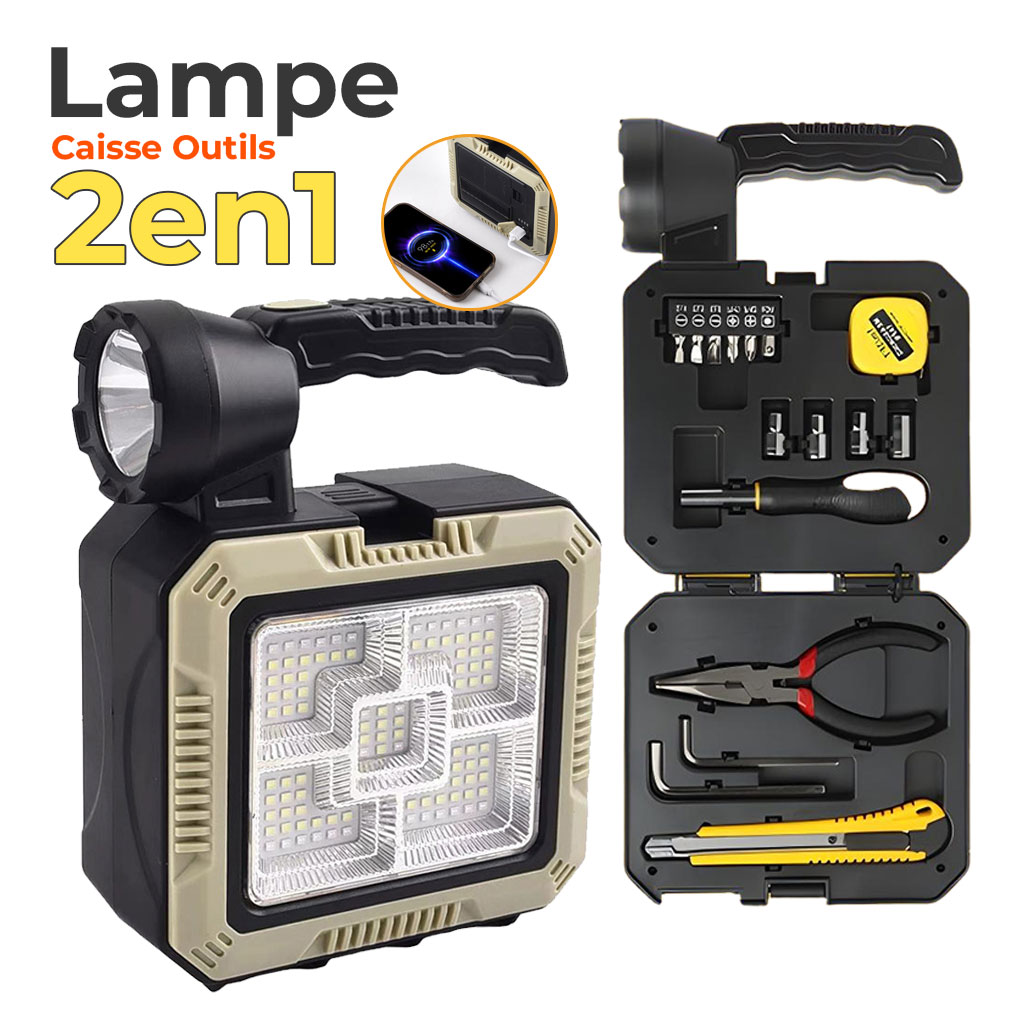🛠️💡 Lampe Solaire 2en1 avec Boîte à Outils – قوة وإضاءة في جهاز واحد! - Image 1