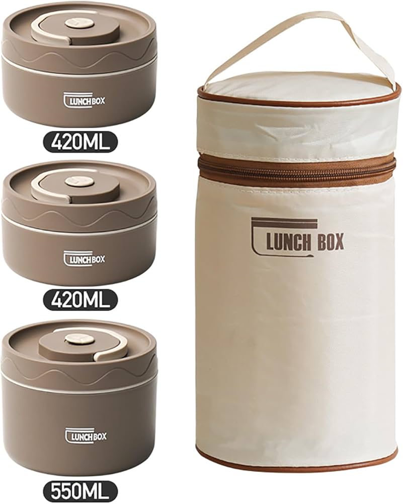 LUNCH BOX INOXYDABLE ( 3 pcs )-/لانش بوكس 3 قطع مع حقيبة عازلة للحرارة	 - Image 3