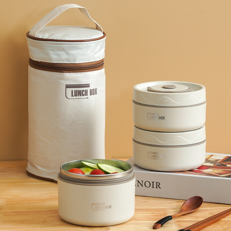 LUNCH BOX INOXYDABLE ( 3 pcs )-/لانش بوكس 3 قطع مع حقيبة عازلة للحرارة	 - Image 1