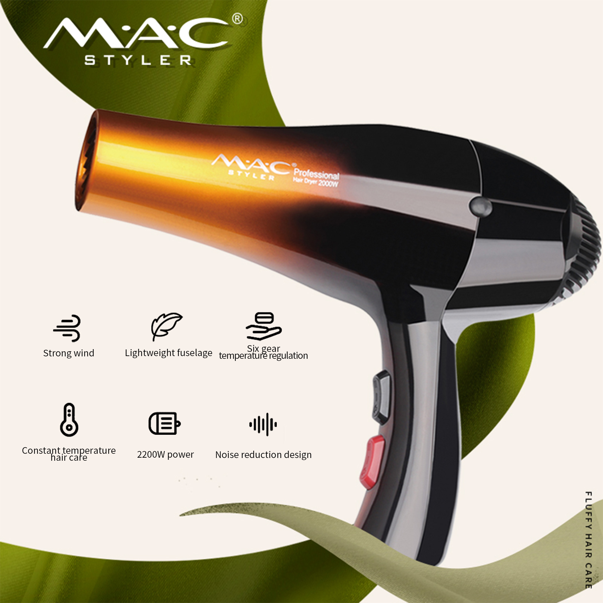 Sèche Cheveux professional 2000 W AC Moteur Salon