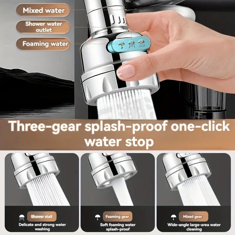 مرش حنفية 4 في 1  قابل للتمدد 360 ° Rallonge Robinet 4 En 1  Flexible - Image 2