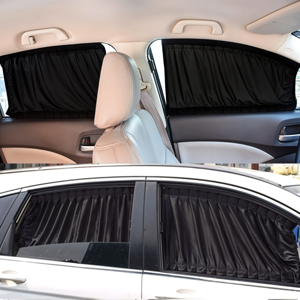 2Pcs Rideau glissé de fenêtre Protection UV pour Voiture – ستار نوافذ جانبية في السيارة - Image 1