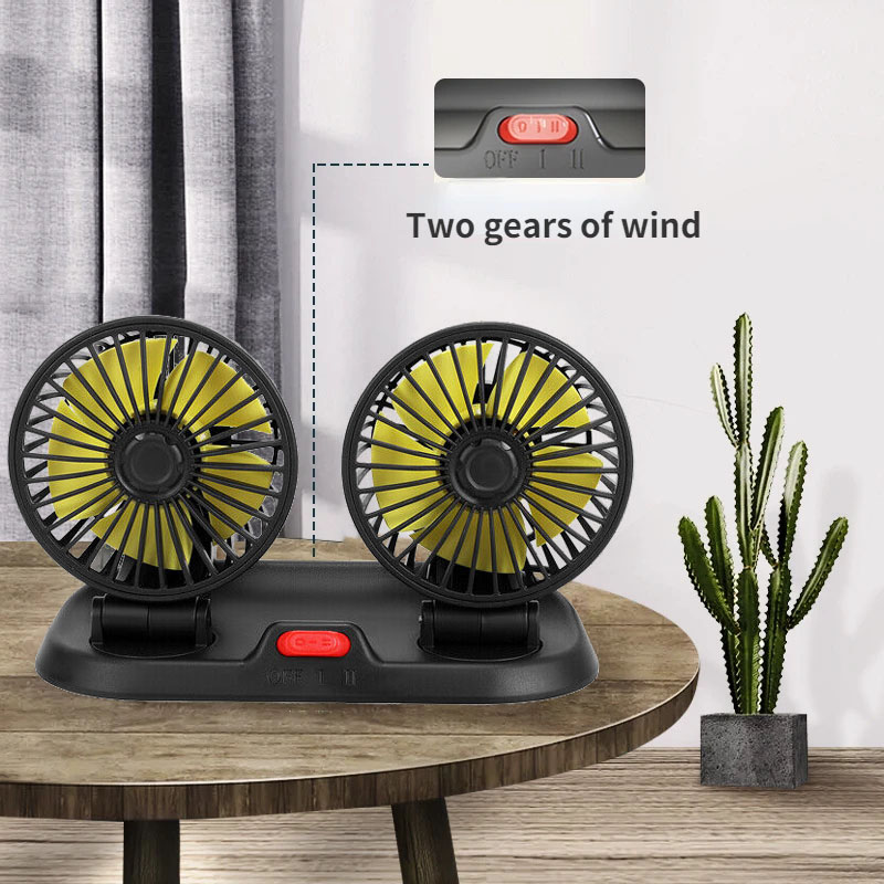 Ventilateur de voiture puissant et silencieux double rotation à 360 -12V - Image 3