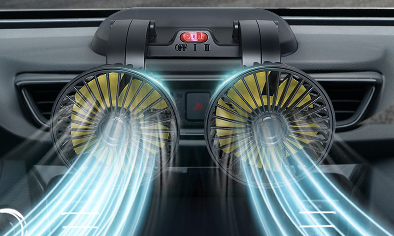 Ventilateur de voiture puissant et silencieux double rotation à 360 -12V - Image 7