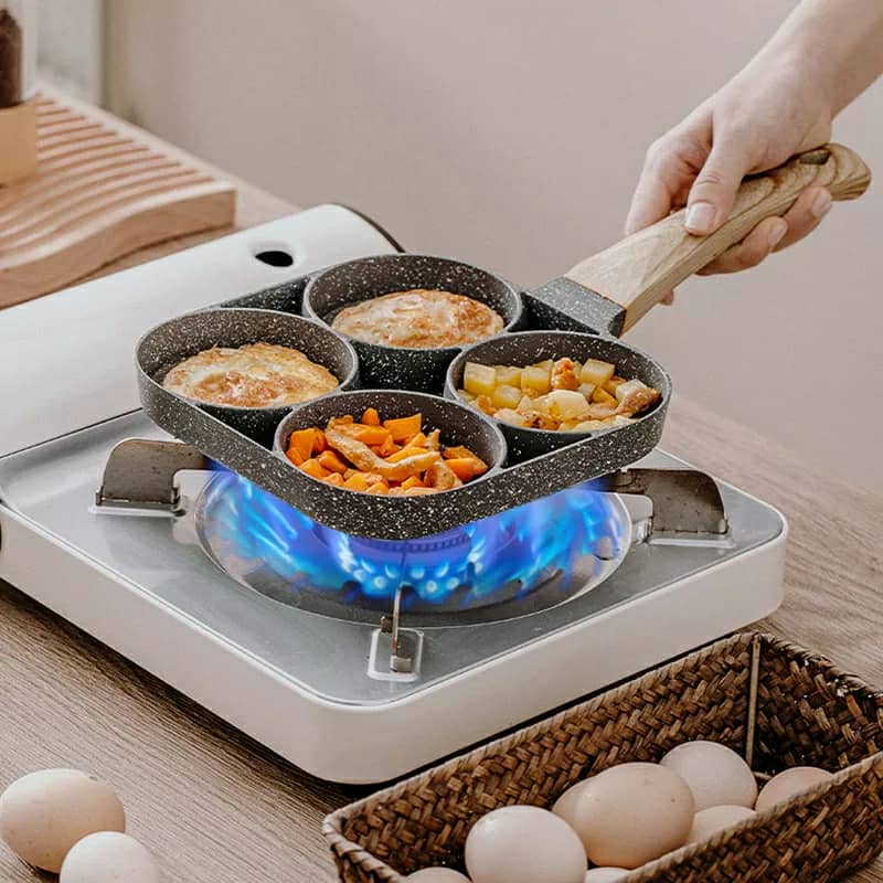 Poêle à crêpes et oeufs avec 4 trous en aluminium antiadhésive - Image 2