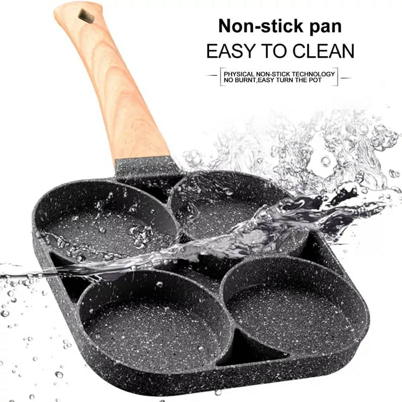 Poêle à crêpes et oeufs avec 4 trous en aluminium antiadhésive - Image 3