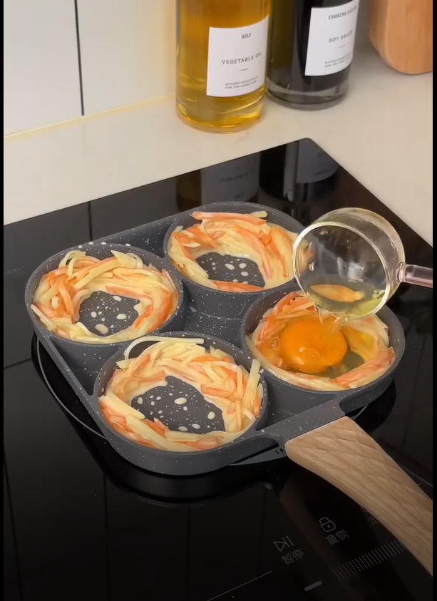 Poêle à crêpes et oeufs avec 4 trous en aluminium antiadhésive - Image 5
