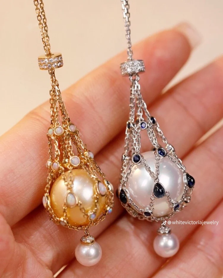 قلادة LAVALIER من اللؤلؤ والأحجار الكريمة - Image 5