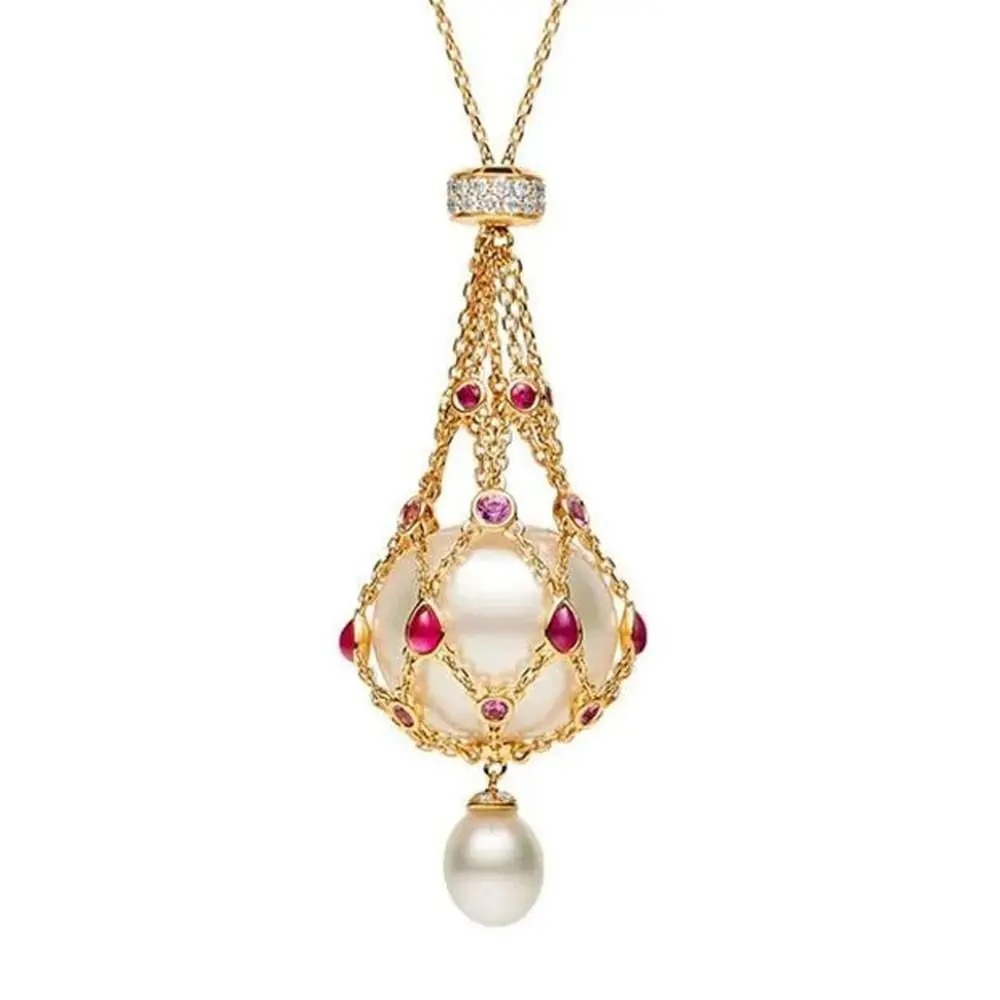 قلادة LAVALIER من اللؤلؤ والأحجار الكريمة - Image 7