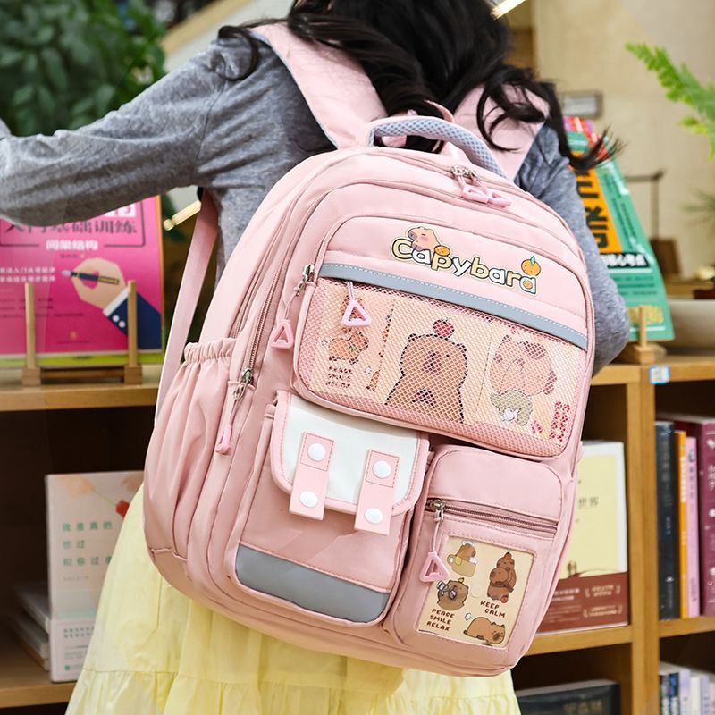 حقيبة ظهر مدرسية كابيبـارا أنيقة 🎒 | متعددة الجيوب وخفيفة الوزن - Image 3