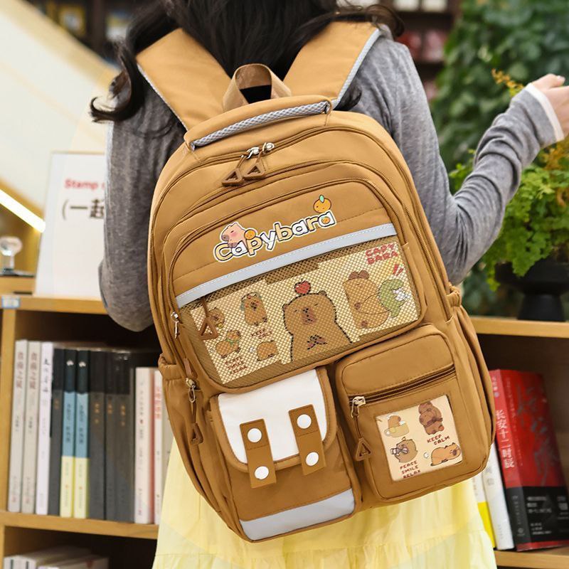 حقيبة ظهر مدرسية كابيبـارا أنيقة 🎒 | متعددة الجيوب وخفيفة الوزن - Image 4