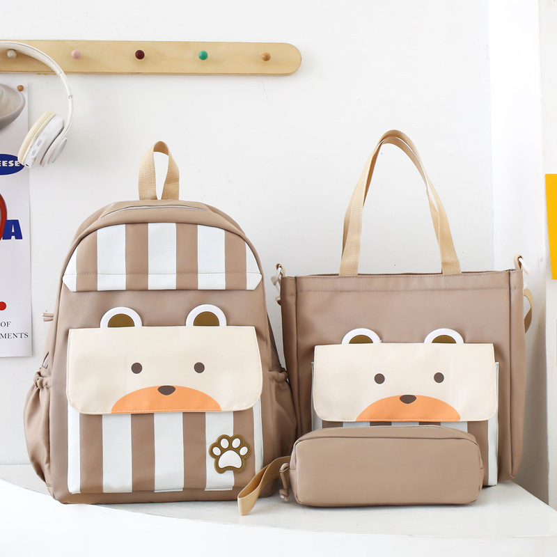 Ensemble de sacs d’école Kawai pour adolescents 3Pcs Ours – محفظة 3 قطع كاواي - Image 2